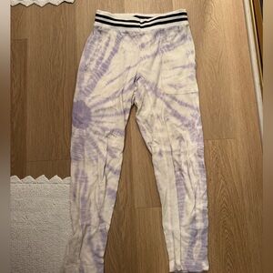 Electric & Rose women’s waffle knit  Tie-Dye Joggers in Purple and White